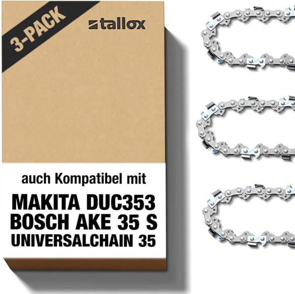 3 tallox Sägeketten 3/8" 1,1 mm 52 TG 35 cm Schwert kompatibel mit Oregon...