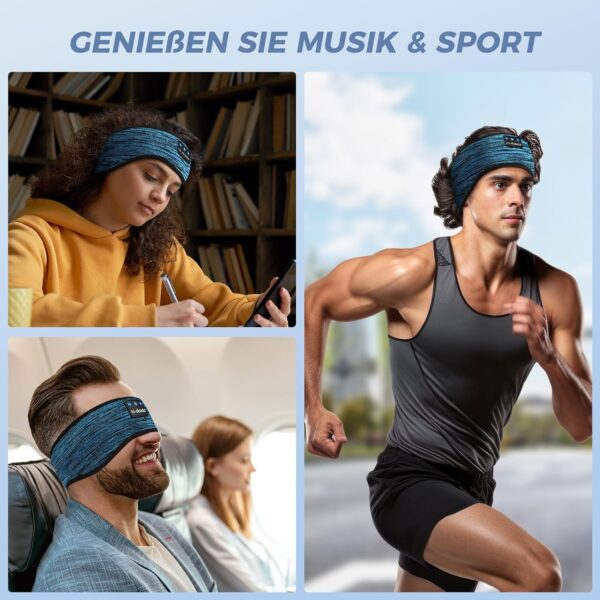 Schlafkopfhörer Bluetooth 5.4, Schlaf Stirnband Kopfhörer L, Himmelblau - Image 7