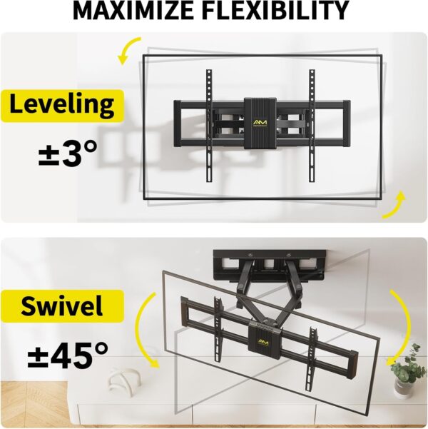TV Wandhalterung Schwenkbar für 37-75 Zoll Fernseher, Neigbar Ausfahren... - Image 4