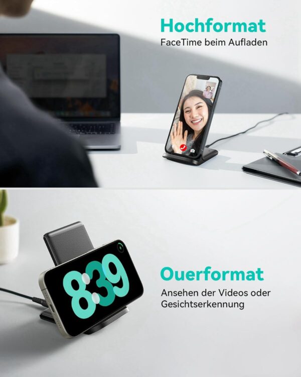 INIU Wireless Charger Stand, 15W Qi Zertifiziert 1 Stück, Schwarz - Image 6