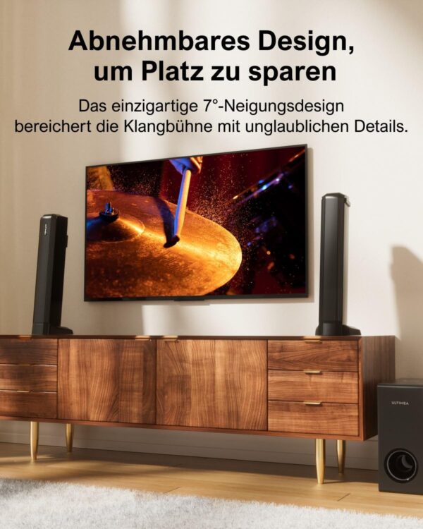 ULTIMEA 4.1-Kanal Soundbar für TV Geräte mit Subwoofer, App, teilbare Schwarz - Image 3