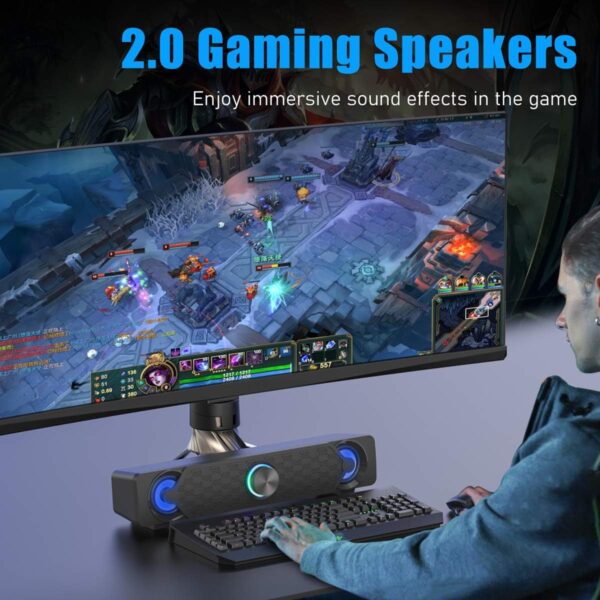 Smalody Soundbar, USB-Soundbar, Gaming-Lautsprecher mit coolen Schwarz - Image 6