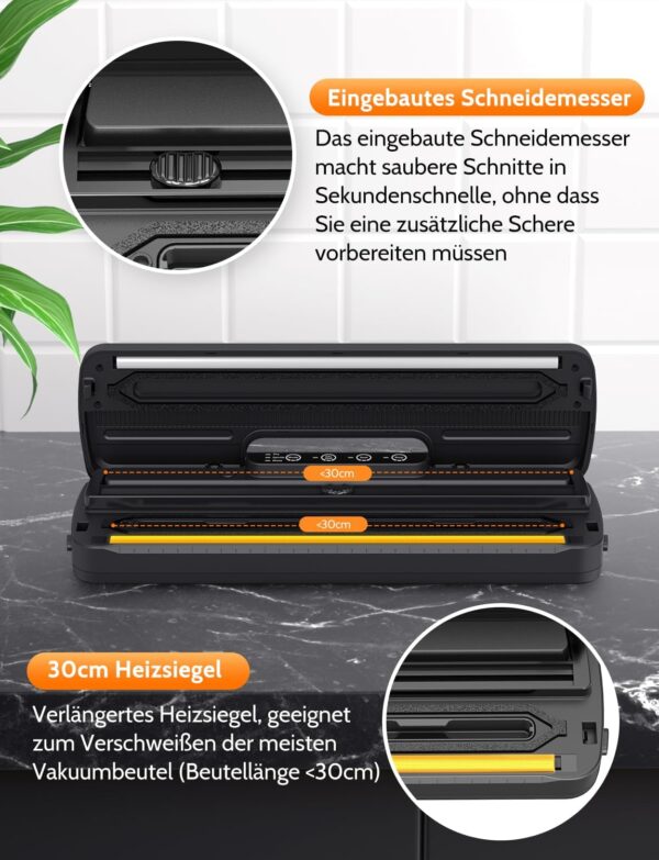 Vakuumiergerät 5 in 1, Vakuumierer sous vide mit Eingebauter cutter, Schwarz - Image 3