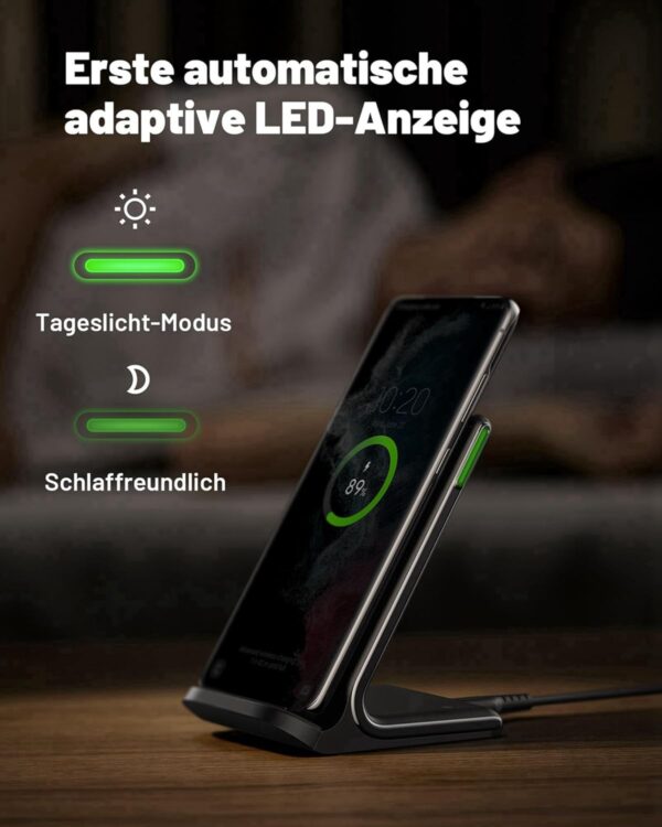 INIU Wireless Charger Stand, 15W Qi Zertifiziert 1 Stück, Schwarz - Image 3