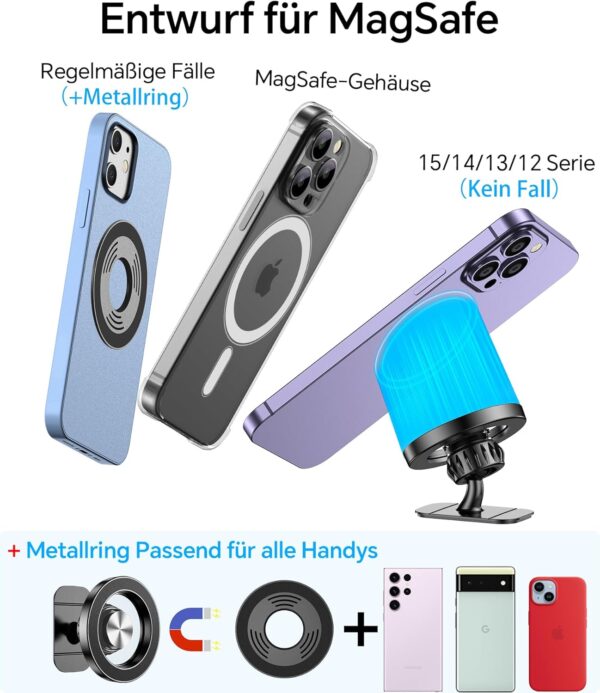 Handyhalterung Auto für Magsafe Autohalterung【20 Starke Magnet】Handy Schwarz - Image 6