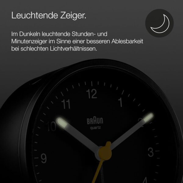 Braun Klassischer analoger Wecker mit Schlummerfunktion und Licht, ruhiges... - Image 4