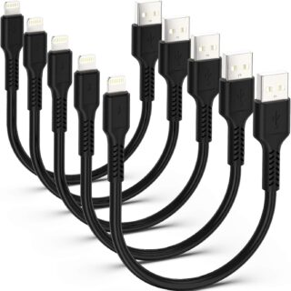 Ladekabel für iPhone, kurz, 5 Stück, 20 cm, Lightning-Datenkabel, Schwarz