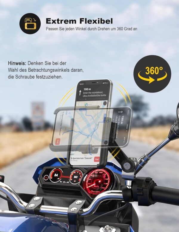 Motorrad Handyhalterung【1S Schnelle Demontage】 Universal Handy Halterungen... - Image 6