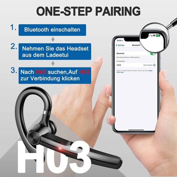 Bluetooth-Headset, 48-Stunden-Talk-Wireless-Headset mit Mikrofon, Schwarz - Image 4