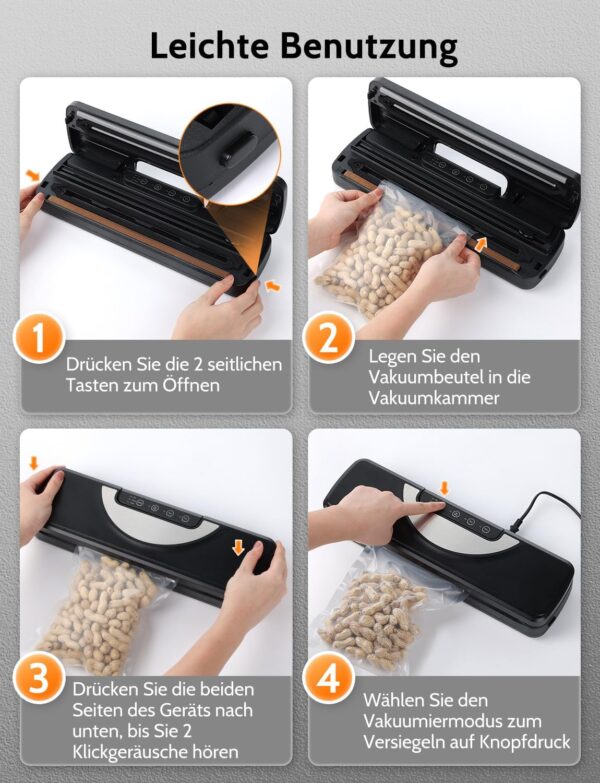 Vakuumiergerät 5 in 1, Vakuumierer sous vide mit Eingebauter cutter, Schwarz - Image 8