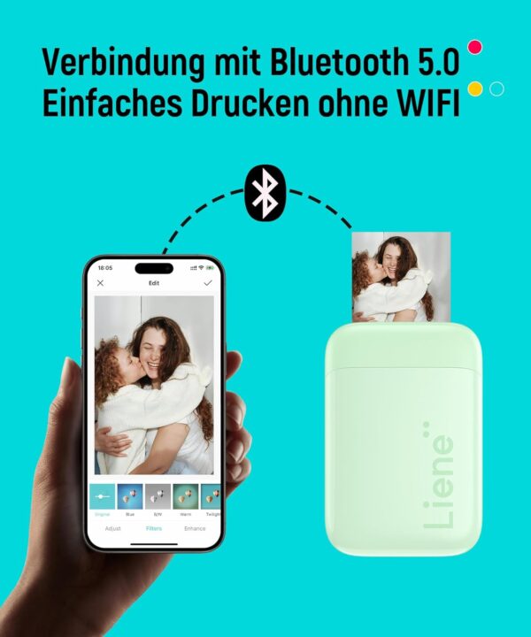 Liene Fotodrucker Smartphone, Tragbarer Sofortbilddrucker mit 50... - Image 2