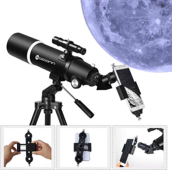 Teleskop, Astronomie Teleskop für Erwachsene, 80mm Aperture 600mm Black - Image 5