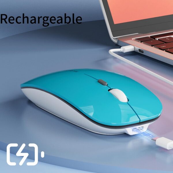 Uiosmuph Q5 Kabellos Maus, Wiederaufladbar Funkmaus 2.4G Leise Blue - Image 4
