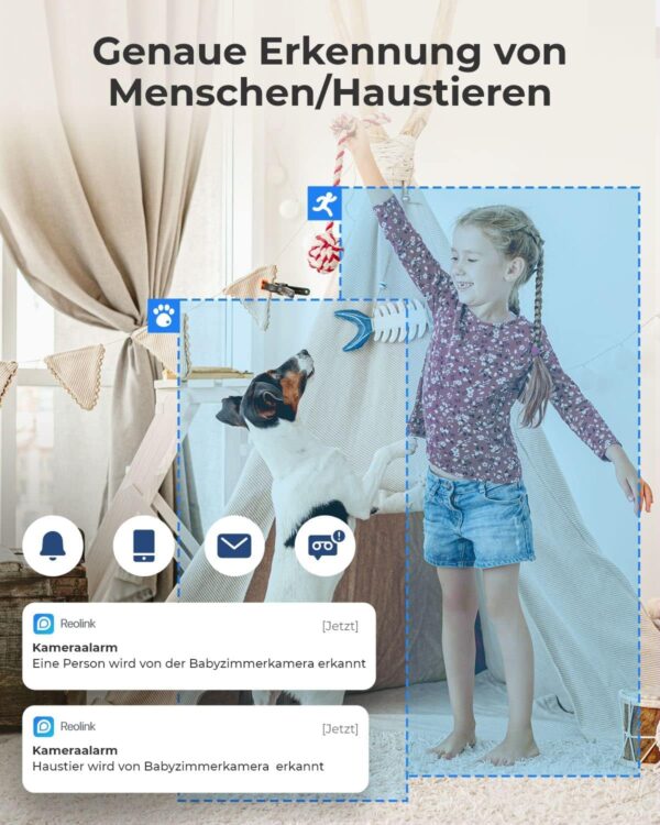 Reolink WLAN IP Kamera Indoor Schwenkbar, 2K 3MP Hund Haustier Weiß - Image 4