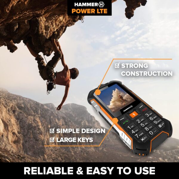 Hammer H Power LTE Handy ohne Vertrag,2.4 Zoll 2,4, Schwarz und orange - Image 6