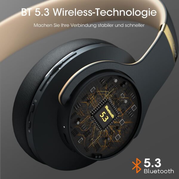 Bluetooth Kopfhörer Over Ear, Bis zu 90 Std Kabellose Asphaltgrau - Image 5