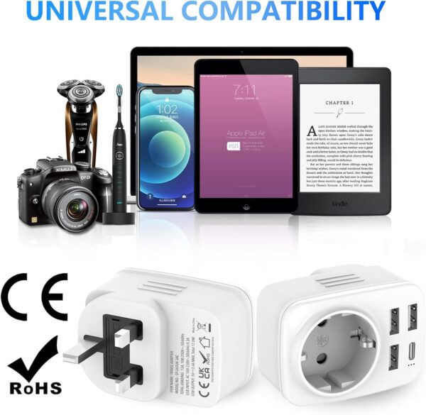 Reiseadapter UK Adapter England Deutschland Stecker mit 1 USB C 3... - Image 6