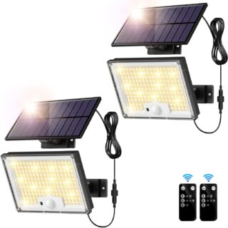Solarlampen für Außen mit Bewegungsmelder Warmes 2 Stück-Warmes Licht