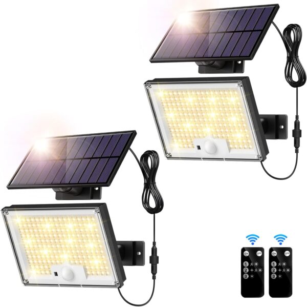 Solarlampen für Außen mit Bewegungsmelder Warmes 2 Stück-Warmes Licht