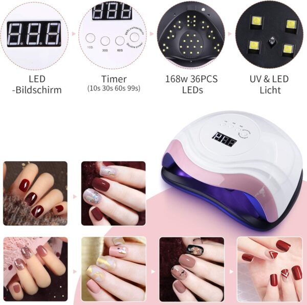168W Nageltrockner Aokyom UV LED Lampe für Nägel Classic-white Pink - Image 3