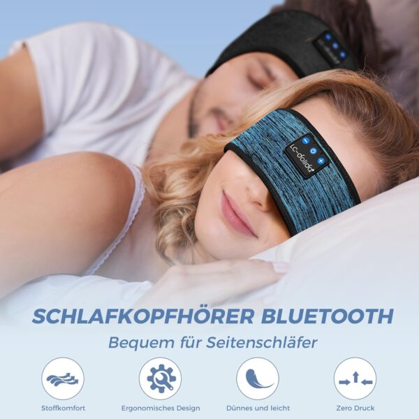 Schlafkopfhörer Bluetooth 5.4, Schlaf Stirnband Kopfhörer L, Himmelblau - Image 3