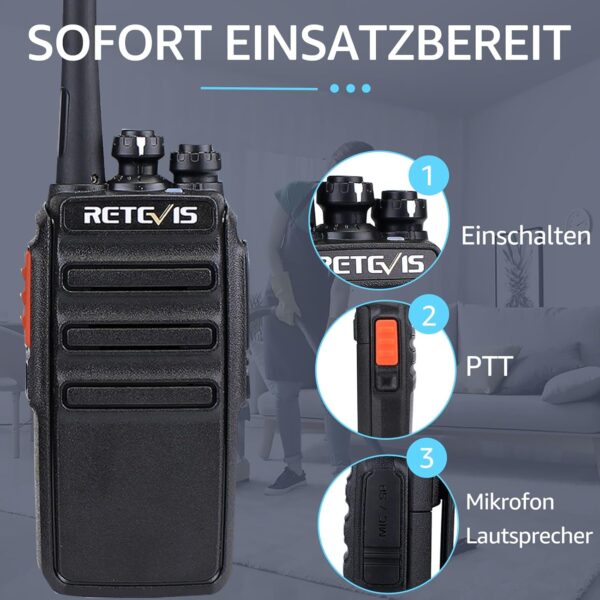 Retevis RT24 Walkie Talkie PMR446 Lizenzfreies, Professionelles Funkgerät... - Image 3