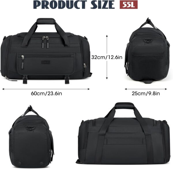 55L Große Sporttasche Reisetasche für Damen und Herren 55L, Schwarz - Image 5