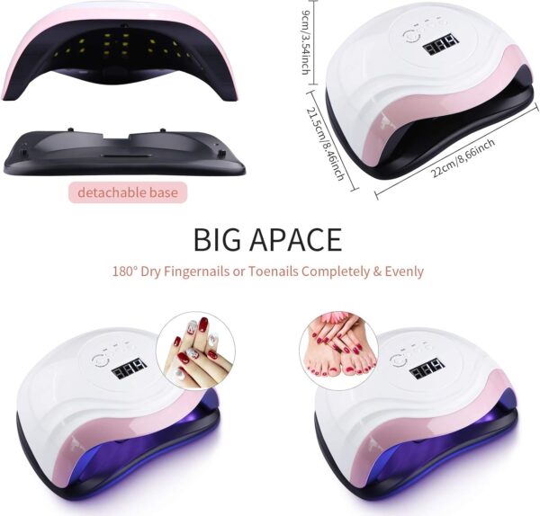 168W Nageltrockner Aokyom UV LED Lampe für Nägel Classic-white Pink - Image 4