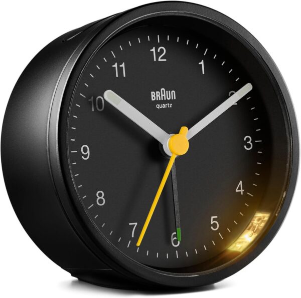 Braun Klassischer analoger Wecker mit Schlummerfunktion und Licht, ruhiges...