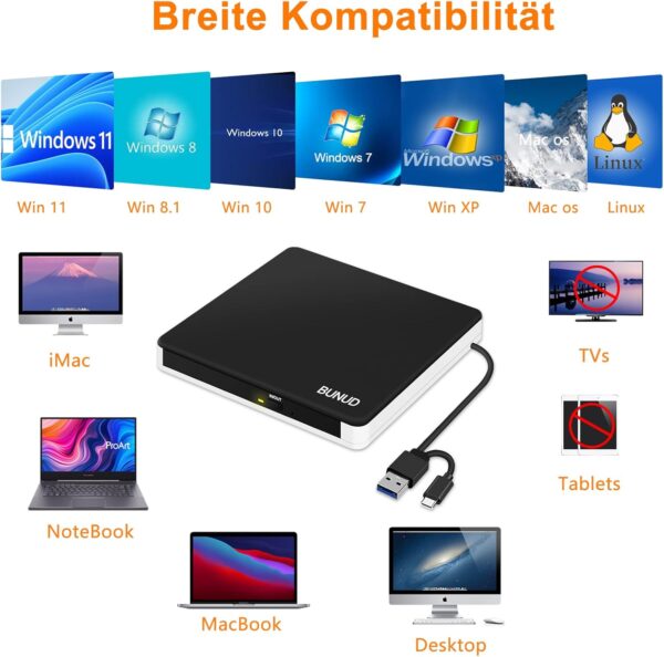 Externes DVD Laufwerk für schwarz-weißes externes cd/dvd-laufwerk - Image 6