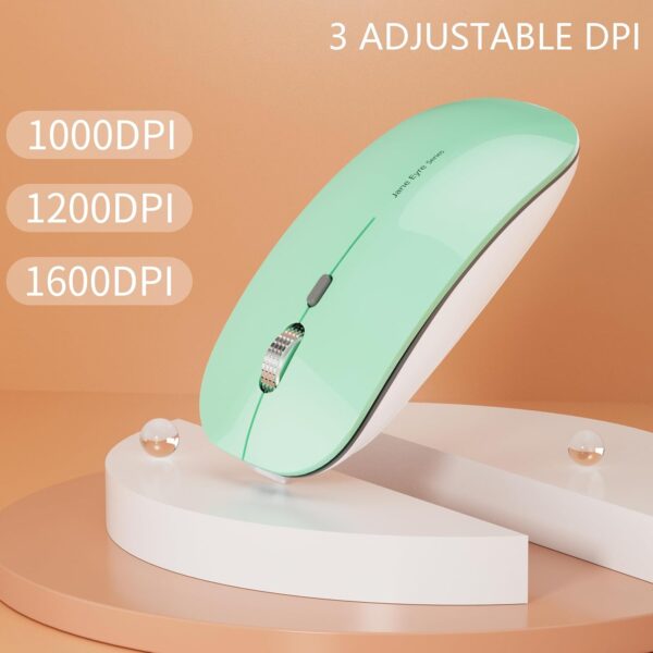 Uiosmuph Q5 Kabellos Maus, Wiederaufladbar Funkmaus 2.4G Leise Mint Green - Image 3