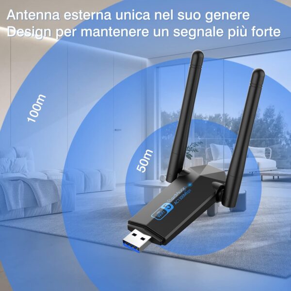 USB WLAN Stick, ElecMoga 1300Mbps 3.0 Adapter 2.4GHz/5.8GHz LWIFI - Image 6