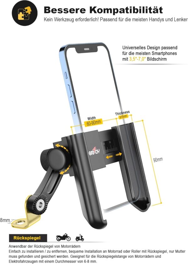 Motorrad Handyhalterung【1S Schnelle Demontage】 Universal Handy Halterungen... - Image 4