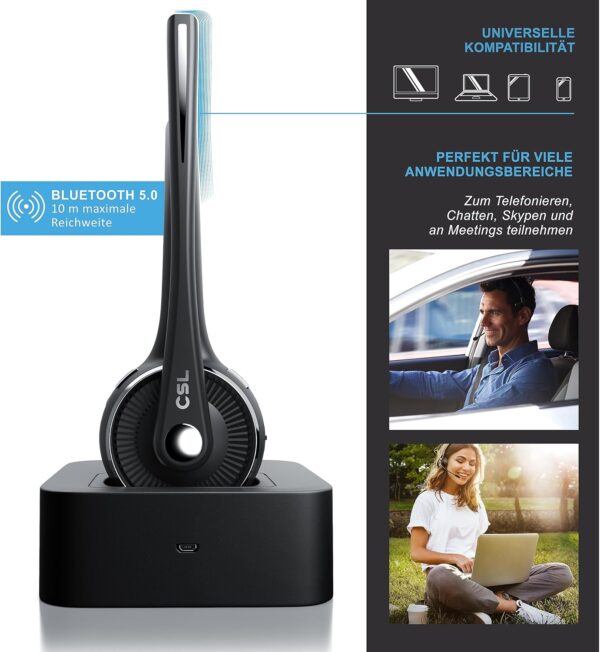 CSL - Bluetooth 5.0 Headset mit Ladestation - PC flexiblem... - Image 4