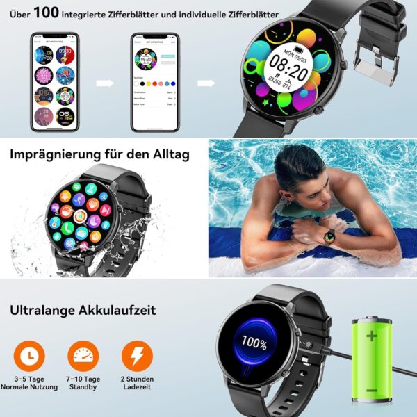 Hwagol Smartwatch Damen Herren, 1.39" Zoll Touchscreen Smart Watch mit Rosa - Image 9
