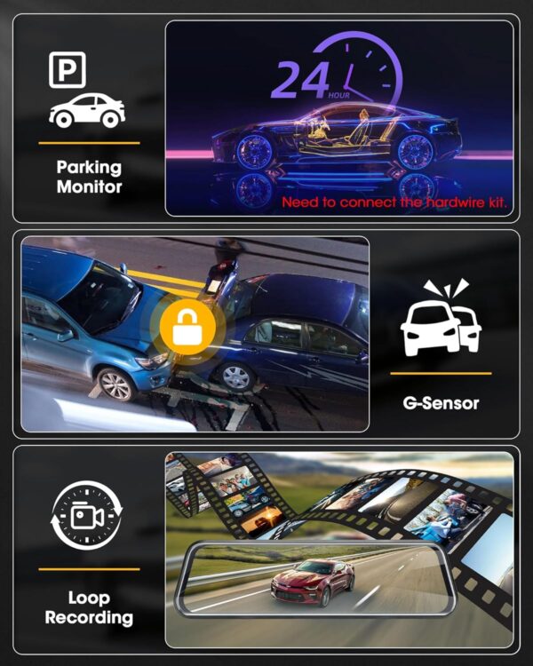 Spiegel Dashcam mit Rückfahrkamera Dual 1080P Auto Vorne Hinten... - Image 8
