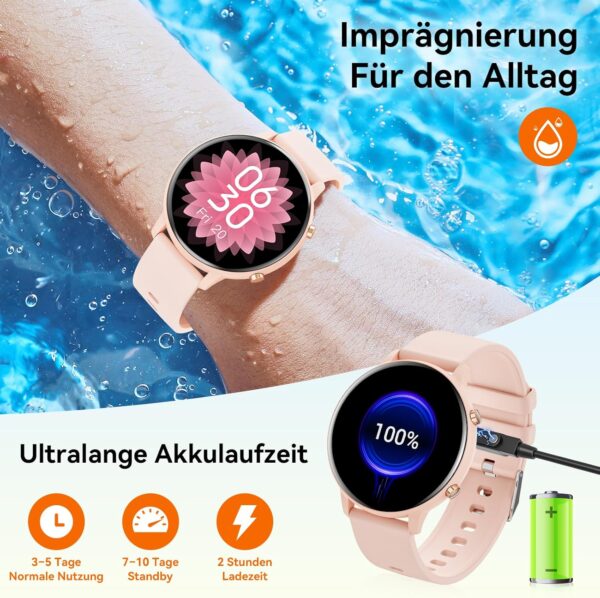 Hwagol Smartwatch Damen Herren, 1.39" Zoll Touchscreen Smart Watch mit Rosa - Image 4