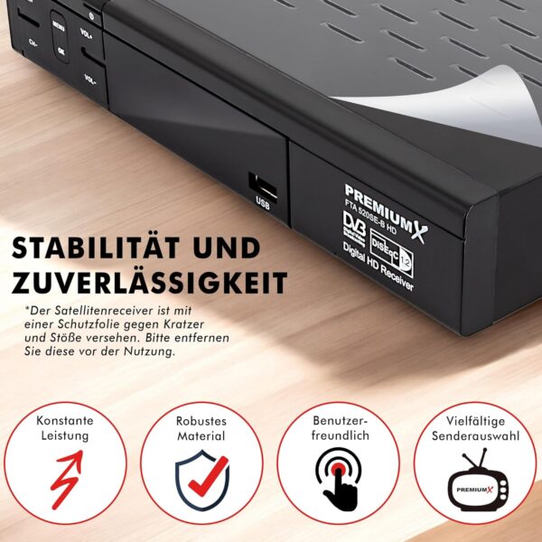 PremiumX Satelliten-Receiver HD 520SE-B FTA Digital SAT TV Receiver DVB-S2... - Image 4