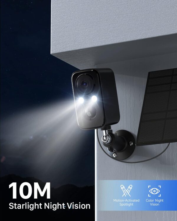 IHOXTX Überwachungskamera Aussen Akku Solar: Kamera Überwachung Schwarz-1 - Image 5
