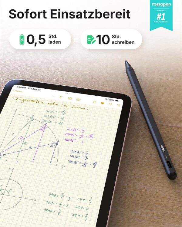 Metapen A8 Stift für Apple iPad 2018-2025,Neigungssensitivität und Schwarz - Image 2
