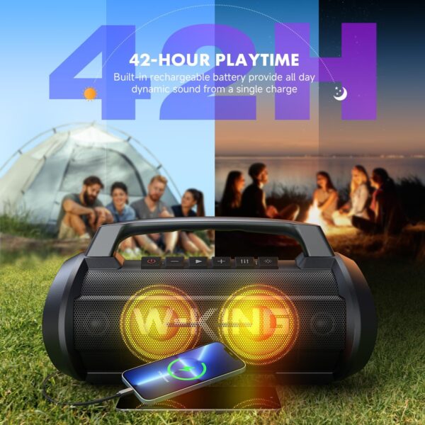 W-KING Bluetooth Lautsprecher, 120W Peak Stereo Sound, Musikbox mit BassUp,... - Image 4