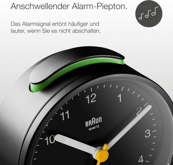 Braun Klassischer analoger Wecker mit Schlummerfunktion und Licht, ruhiges... - Image 3