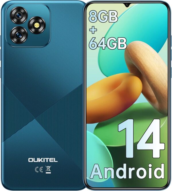 OUKITEL C53 Android 14 Smartphone Ohne Vertrag - 8GB+64GB/1TB Blau
