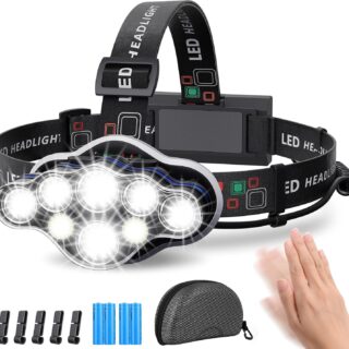 MLIAIMCE Stirnlampe, Superheller Stirnlampe LED Wiederaufladbar 18000 Schwarz
