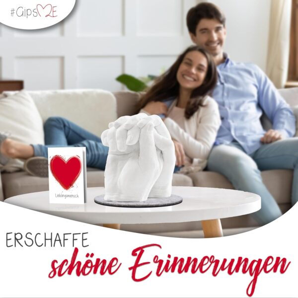 GipsME – DAS ORIGINAL - 3D Handabdruck Set für Paare – Gipsabdruck Hände -... - Image 6