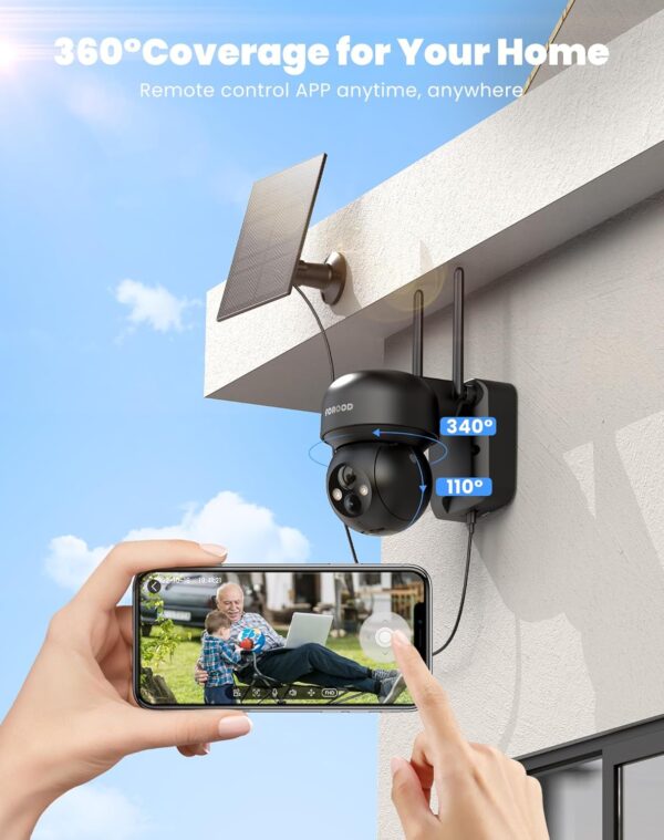FOAOOD 2K Überwachungskamera Aussen Akku, 360°PTZ Kamera 1-schwarz - Image 2