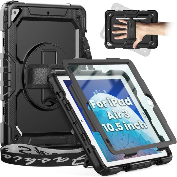 Timecity Hülle für iPad Air 10,5 (3. Generation 2019) und Schwarz+ Schwarz