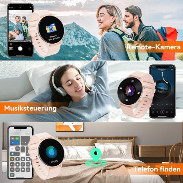 Hwagol Smartwatch Damen Herren, 1.39" Zoll Touchscreen Smart Watch mit Rosa - Image 8