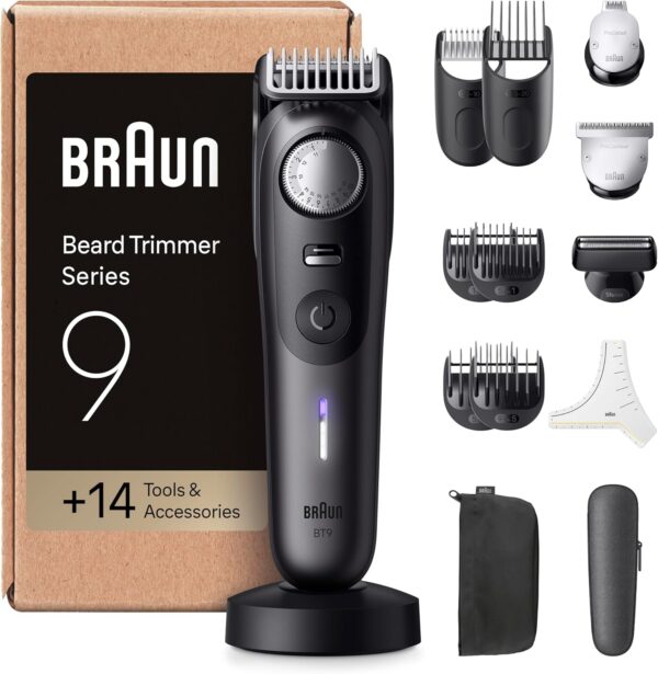 Braun Barttrimmer Series 9, mit 14 Barber-Tools, Power Boost & Lebenslang...