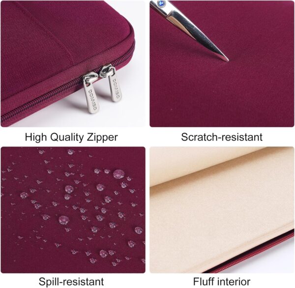 DOMISO 17 Zoll Wasserdicht Laptophülle Laptop Sleeve 17-17.3 Zoll, Weinrot - Image 3